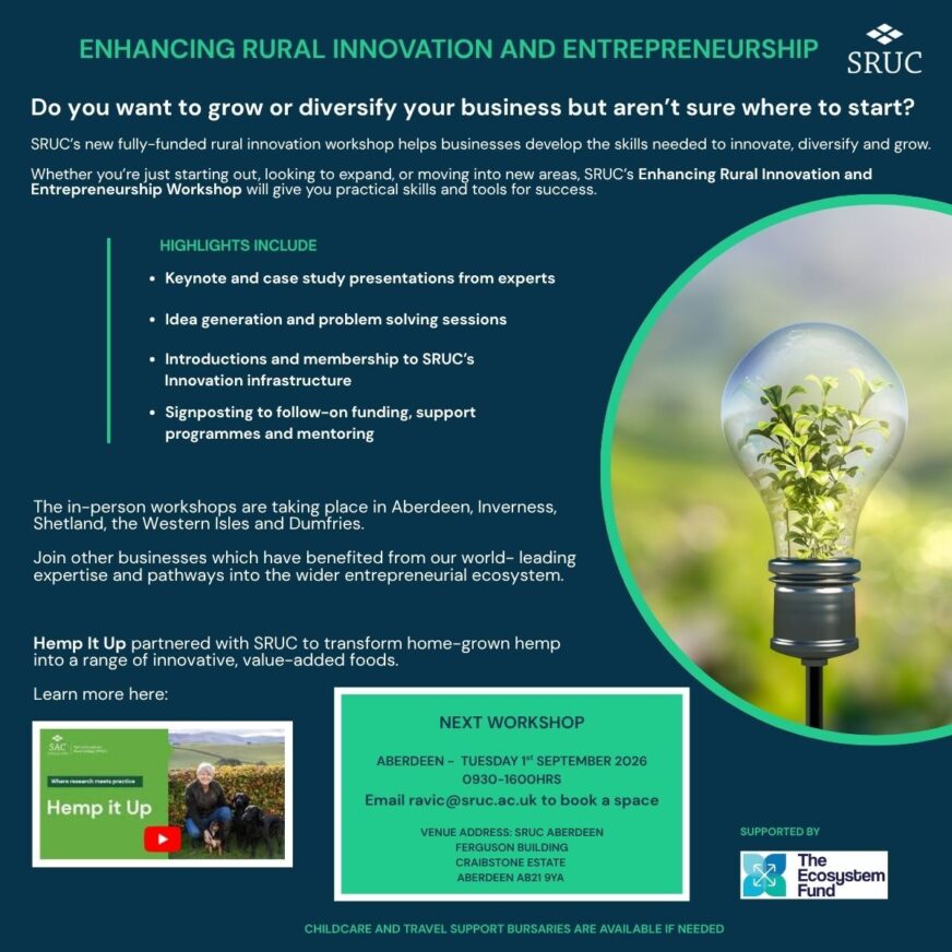 Enhancing Rural Innovation and Entrepreneurship - free workshop in Aberdeen 1 Sept
