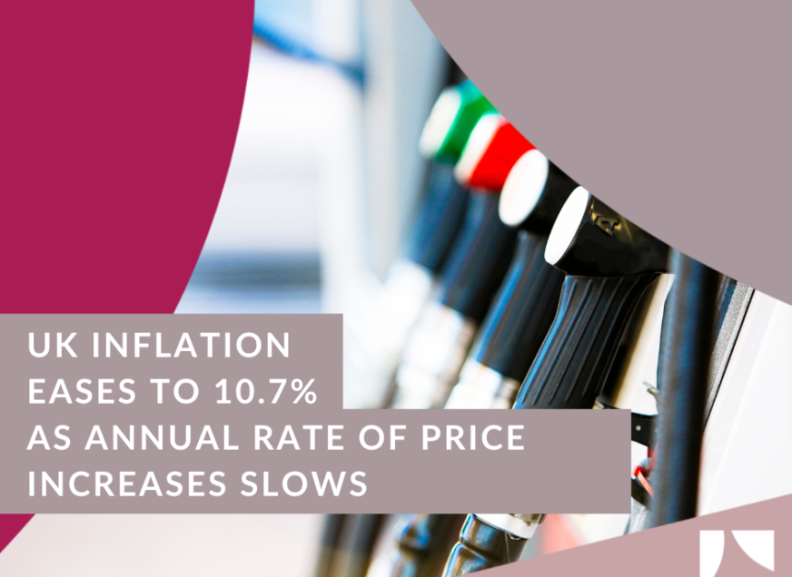UK inflation eases to 10.7% as annual rate of price increases slows