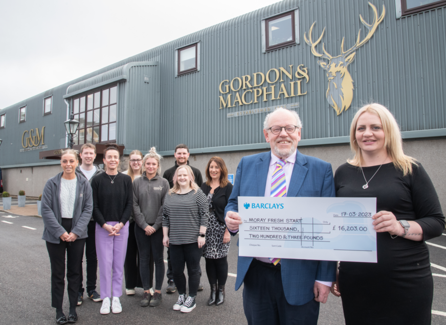 Gordon & MacPhail staff raise over £16,000 for Moray Fresh Start